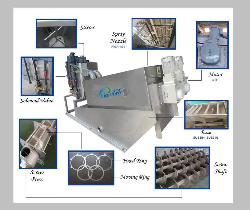 Wastewater Treatment Multi-Disk Volute Screw Filter Press Sludge Dehydrationscrew Filter Press Machine for Dairy/Pig Farm Phosphorus Recovery