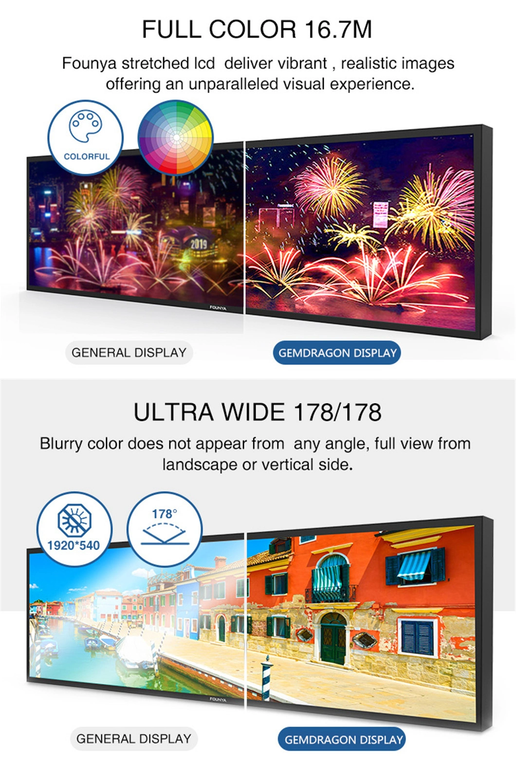 Ultra Wide Stretched Bar LCD Display Monitors Commercial Indoor Shelf Advertising Screen Shenzhen